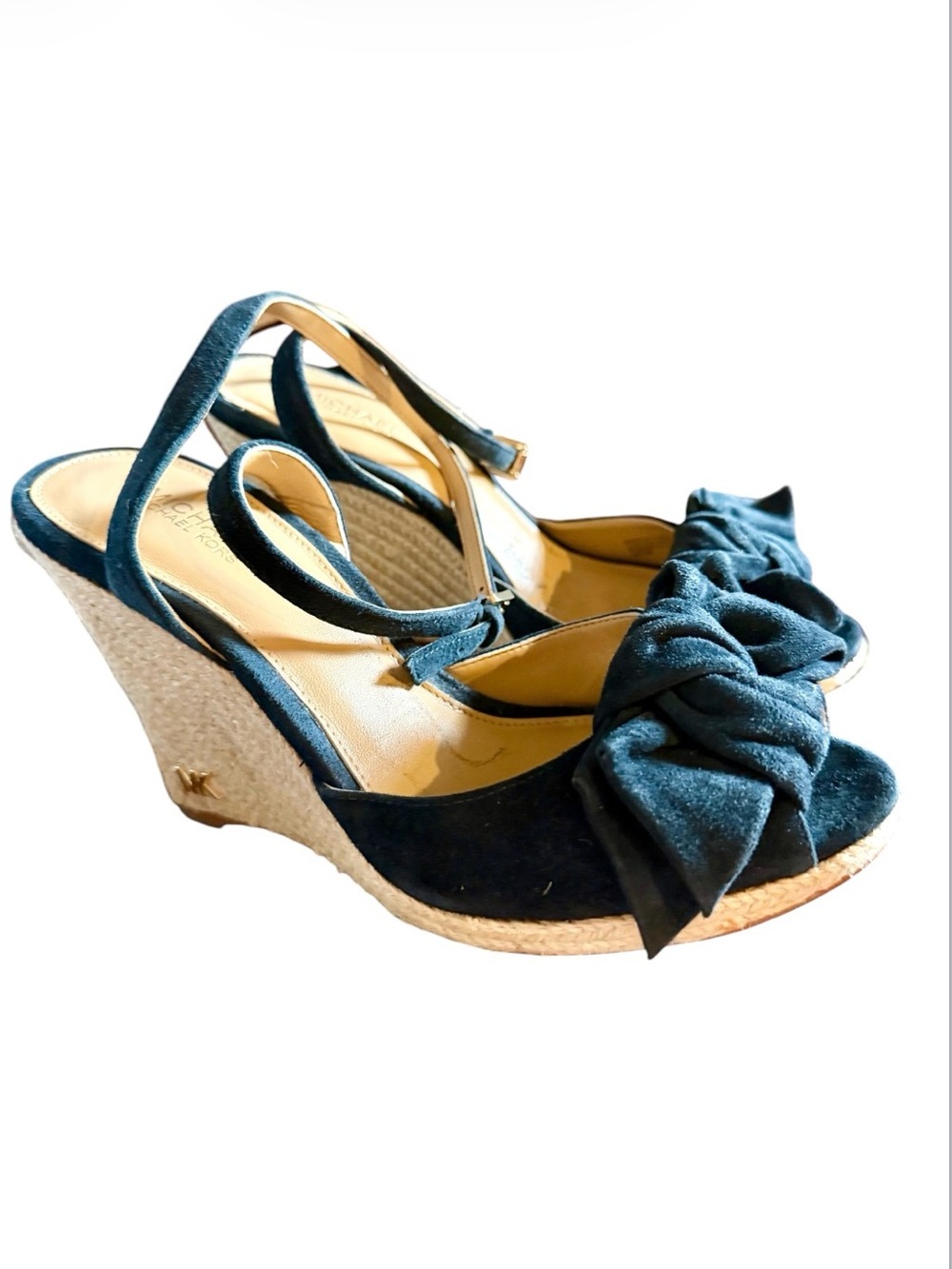 Michael Kors Willa Wedge Espadrille Sandals Black Suede Sz 6